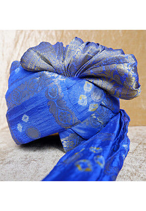 Bandhej Printed Art Silk Turban in Blue