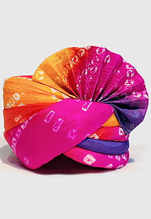 Bandhej Printed Art Silk Unisex Turban in Multicolor