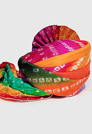 Bandhej Printed Art Silk Unisex Turban in Multicolor