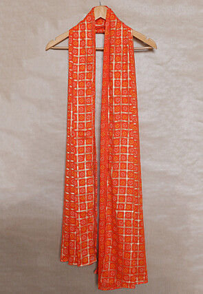 Bandhej Printed Chiffon dupatta in Orange
