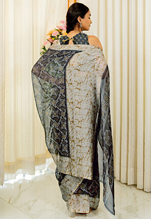 Bandhej Printed Chiffon Saree in Black