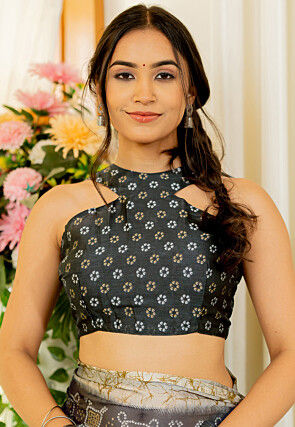 Bandhej Printed Chiffon Saree in Black