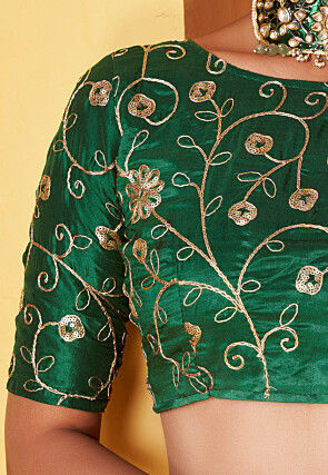 Bandhej Printed Chiffon Saree in Green and Yellow