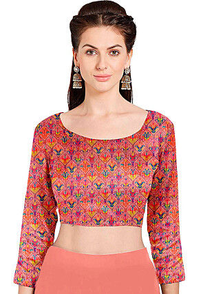 Bandhej Printed Chiffon Saree in Peach