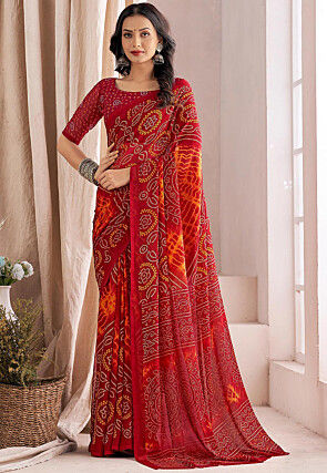 Shaded Bandhani Saree in Fancy Handwork - Rana's by Kshitija