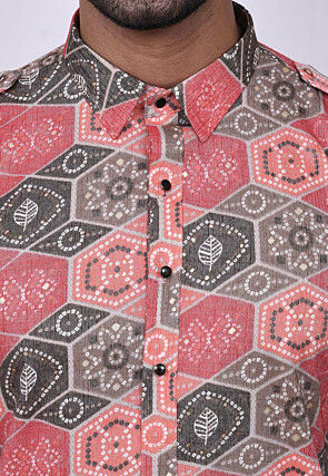 Bandhej Printed Cotton Dhoti Kurta in Pink