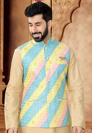 Printed nehru jacket for mens top
