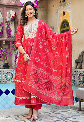 Cotton top anarkali salwar