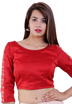 Bandhej Printed Crepe Blouse in Red