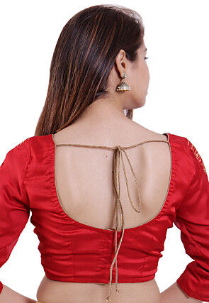 Bandhej Printed Crepe Blouse in Red