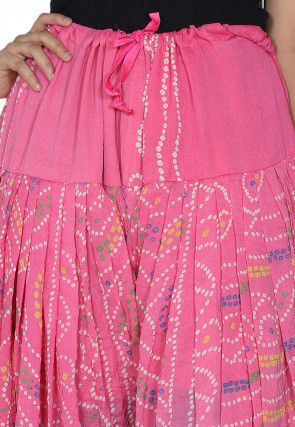 Bandhej Printed Crepe Patiala in Pink
