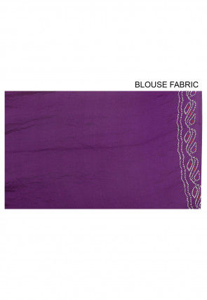 Bandhej Printed Crepe Saree in Purple