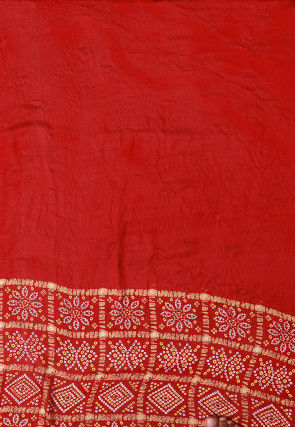 Bandhej Printed Crepe Saree in Red