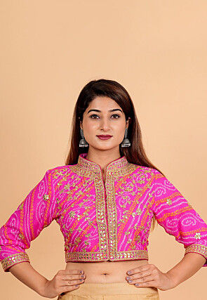 Bandhej Printed Georgette Blouse in Pink