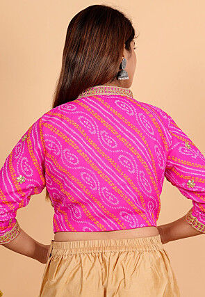 Bandhej Printed Georgette Blouse in Pink