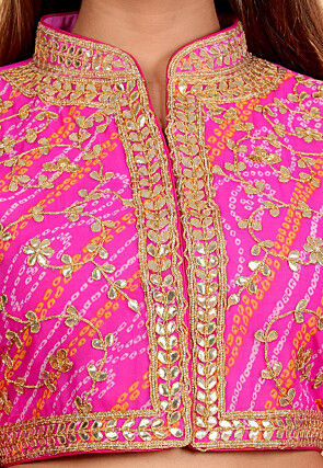 Bandhej Printed Georgette Blouse in Pink