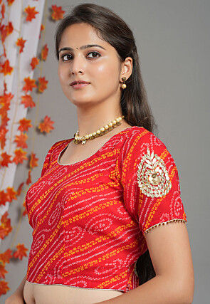 Bandhej Printed Georgette Blouse in Red