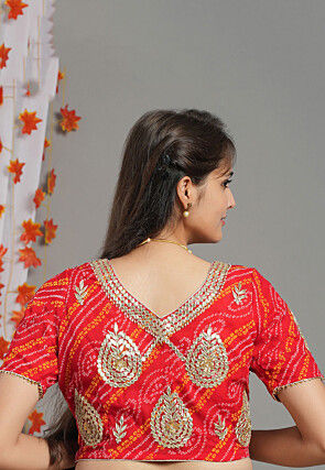 Bandhej Printed Georgette Blouse in Red