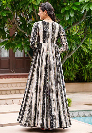 Bandhej Printed Georgette Crop Top Set in Grey