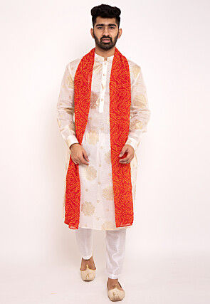 Bandhej Printed Georgette Men Dupatta in Red