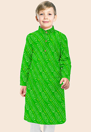 Bandhej Printed Georgette Kurta in Green