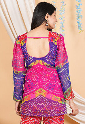 Bandhej Printed Georgette Kurti in Multicolor