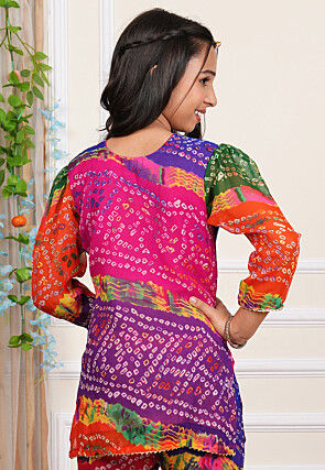 Bandhej Printed Georgette Kurti in Multicolor