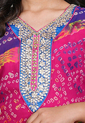 Bandhej Printed Georgette Kurti in Multicolor