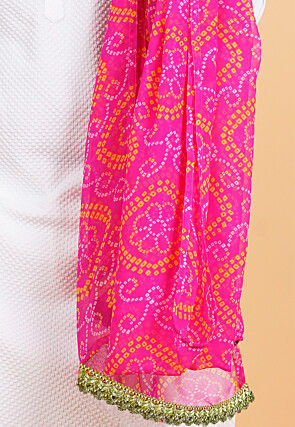 Bandhej Printed Georgette Men Dupatta in Pink