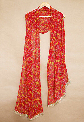 Bandhej Printed Georgette Men Dupatta in Red