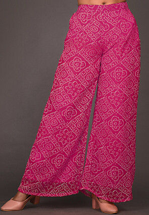 Bandhej Printed Georgette Palazzo in Fuchsia