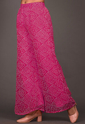 Bandhej Printed Georgette Palazzo in Fuchsia