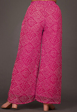 Bandhej Printed Georgette Palazzo in Fuchsia
