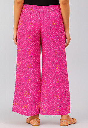 Bandhej Printed Georgette Palazzo in Fuchsia