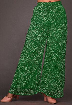 Bandhej Printed Georgette Palazzo in Green