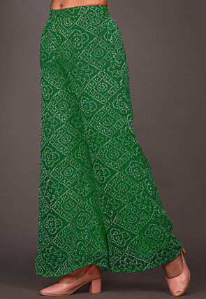 Bandhej Printed Georgette Palazzo in Green