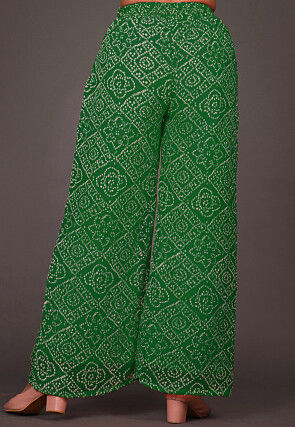 Bandhej Printed Georgette Palazzo in Green