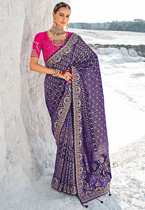 Bandhej Printed Georgette Saree in Blue