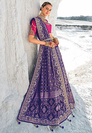 Bandhej Printed Georgette Saree in Blue