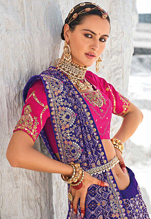 Bandhej Printed Georgette Saree in Blue