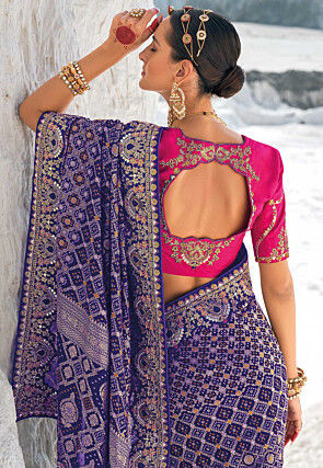 Bandhej Printed Georgette Saree in Blue