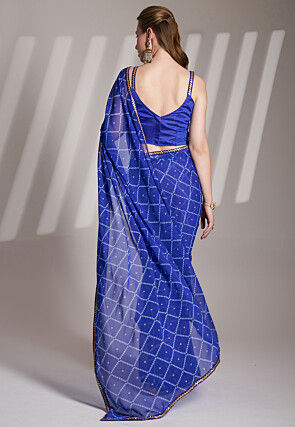 Bandhej Printed Georgette Saree in Blue