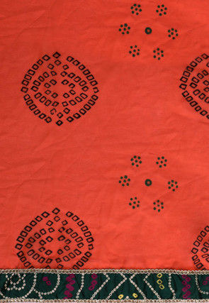 Bandhej Printed Georgette Saree in Orange