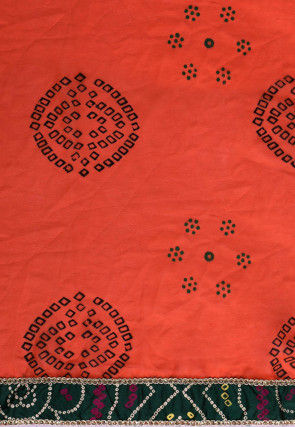 Bandhej Printed Georgette Saree in Peach