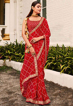 Red 6 Meters Length Ladies Bandhani Saree With Blouse Piece For Party Wear  at Best Price in Jamnagar | Hemraj Laxmidas Majithia