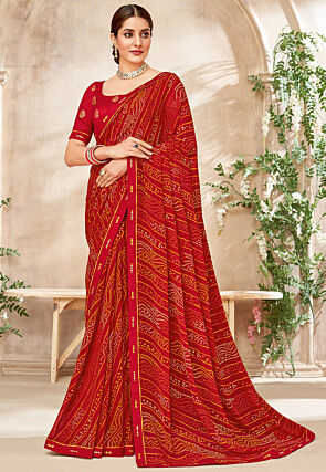 Bandhani print georgette sarees new arrivals