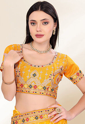 Bandhej Printed Georgette Saree in Yellow