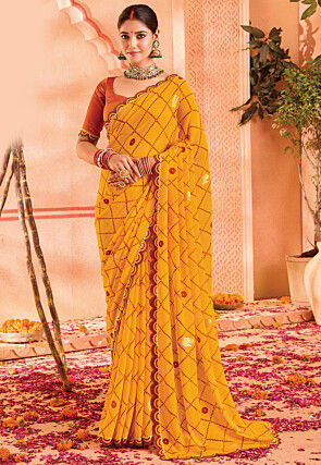Bandhani print georgette sarees cheap