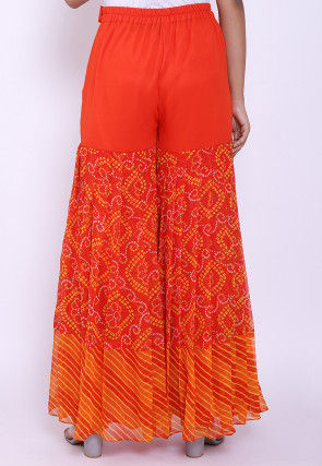 Bandhej Printed Georgette Sharara in Orange
