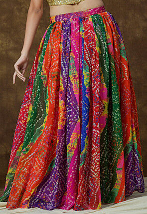 Bandhej Printed Georgette Skirt in Multicolor